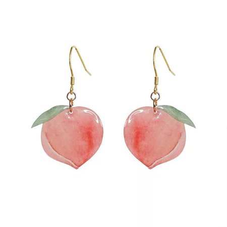 Pastel Peach Earrings – White Tanuki
