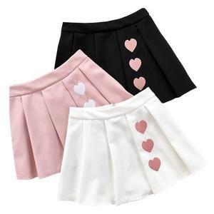Kawaii Pleated Skirt Embroidery Hearts Harajuku Cute | DDLG Playground