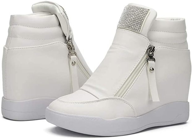 Amazon.com | LIURUIJIA Women's Hidden Wedge Platform Heel Fashion Sneakers High Top Flats Casual Walking School Shoes for Girls Boots Black 2-35(35/US5.5) | Ankle & Bootie