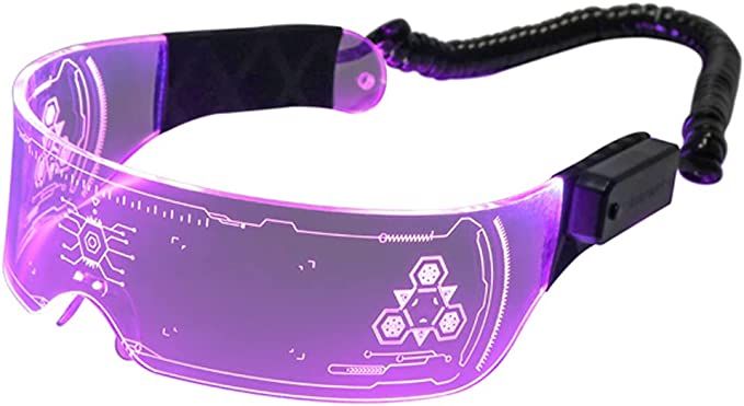 Amazon.com: PLOPLO Futuristic LED Visor Glasses USB Rechargeable 7 Colors 4 Modes Light Up Flashing Glasses Monoblock Shield Sunglasses For Party Halloween Cosplay (Multicolor, Multicolor) : Clothing, Shoes & Jewelry