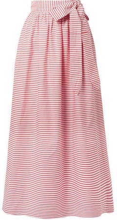 Katrine Striped Organic Cotton Wrap Skirt - Red