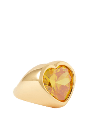 Timeless Pearly gold plated crystal ring