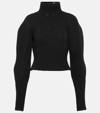 Wool Blend Turtleneck Sweater in Black - Alaia | Mytheresa