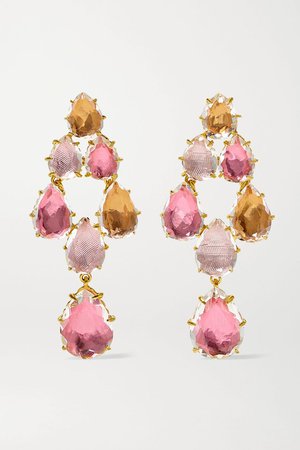 Gold Caterina Swag 18-karat gold-dipped quartz earrings | Larkspur & Hawk | NET-A-PORTER