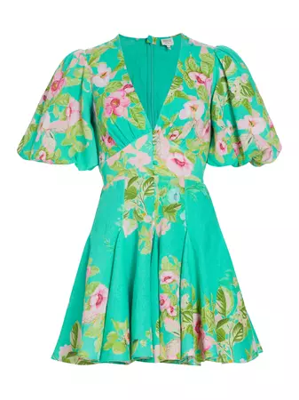 Shop Hemant & Nandita Floral Cotton & Linen Minidress | Saks Fifth Avenue