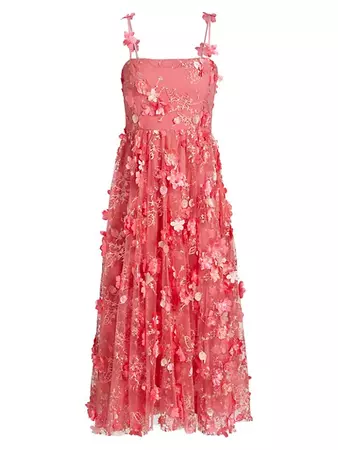 Shop Mestiza New York Raelyn Floral Appliqué Midi-Dress | Saks Fifth Avenue