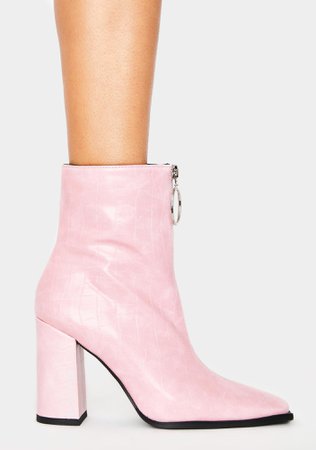 Public Desire Pink Croc Payback Ankle Boots | Dolls Kill