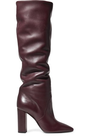 Saint Laurent | Lou leather knee boots | NET-A-PORTER.COM