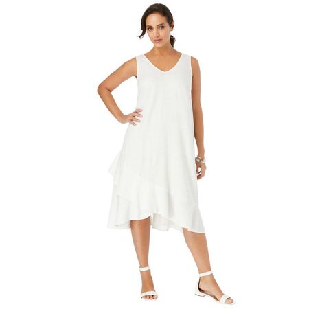 Jessica London Women's Plus Size Linen Flounce Dress : Target