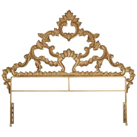 1960s Rococo Style Italian Gold Metal Full Size Headboard For Sale at 1stdibs