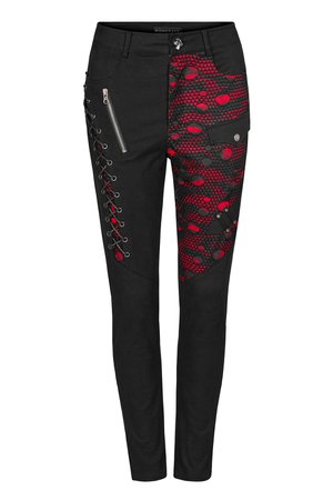 Punk Blood Black/Red Gothic Trousers by Punk Rave INCL PLUS SIZES - The Gothic Shop