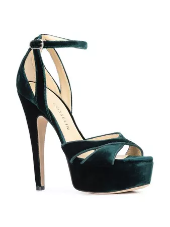 Chloe Gosselin Opia Velvet Platform Sandals In Green | ModeSens