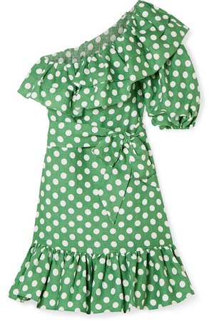 Lisa Marie Fernandez | Arden ruffled one-shoulder polka-dot linen mini dress | NET-A-PORTER.COM