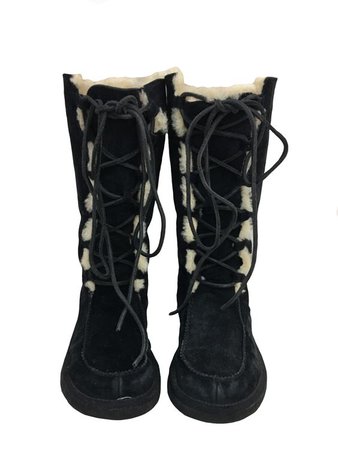 black and cream lace up ugg boots