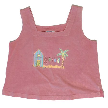 Vintage 1990's Light Pink Crop Top with Island Clothesline