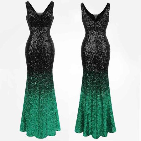 Black and Green Gradient Dress