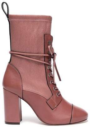 Lace-up Paneled Leather Boots