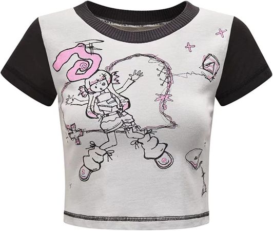 Amazon.com: Womens Teen E Girls Y2k Vintage Aesthetic Star Graphic Print Crop Tops Fairy Grunge Baby Tees Shirt Clothes Streetwear : Clothing, Shoes & Jewelry
