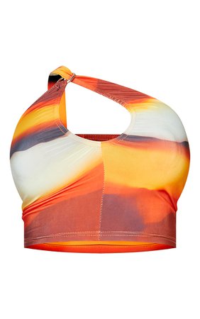 Shape Orange Slinky Ring One Shoulder Crop Top | PrettyLittleThing