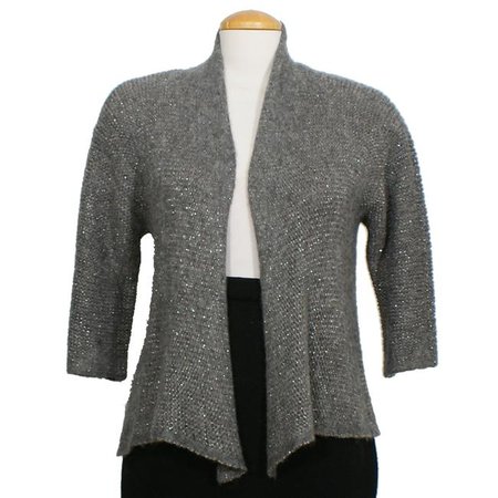 Eileen Fisher Ash Gray XS Lofty Alpaca Sparkle Cropped Cardigan Size 2 (XS) - Tradesy