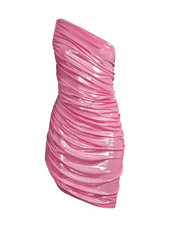 Shop Norma Kamali Diana Metallic One-Shoulder Minidress | Saks Fifth Avenue