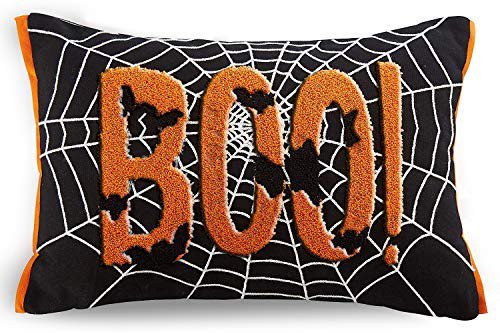 Amazon.com: Cassiel Home Halloween Throw Pillow Cover 12x18 - Orange Boo Black Pillow Cover Black Bats White Spider Web - Halloween Cute Decorations Girls Boys Gifts: Home & Kitchen