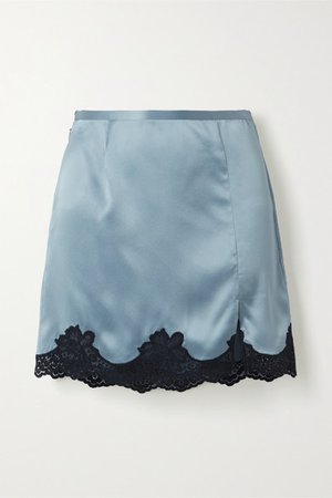 Fleur du Mal | James lace-trimmed washed silk-satin mini skirt | NET-A-PORTER.COM