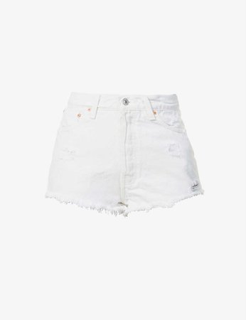 LEVIS - Pre-Loved Levi’s Authorised Vintage 501 distressed mid-rise denim shorts | Selfridges.com