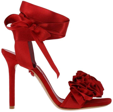 red silk ribbon heels