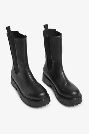 Faux leather ankle boots - Black - Boots - Monki WW