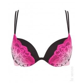 Black and pink lace bra