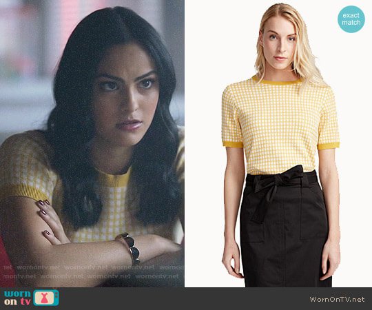 WornOnTV: Veronica’s yellow checked top on Riverdale | Camila Mendes | Clothes and Wardrobe from TV