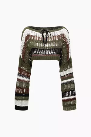Stripe Open Knit Crop Top – Micas