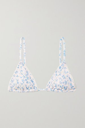 Net Sustain Crochet-trimmed Floral-print Stretch-econyl Bikini Top - White