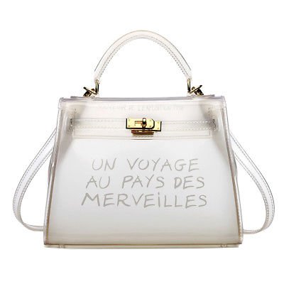 Women Jelly Bag Tote Casual Handbag Transparent PVC Clear Alphabet Messenger Bag | eBay