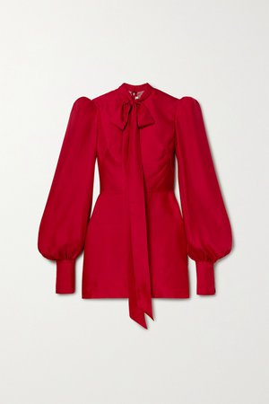Red Pussy-bow silk-satin twill mini dress | The Vampire's Wife | NET-A-PORTER