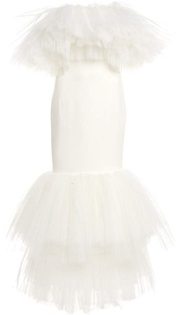 Alessandra Rich Silk Dress With Tulle