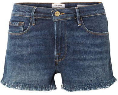 Le Cutoff Frayed Denim Shorts - Dark denim