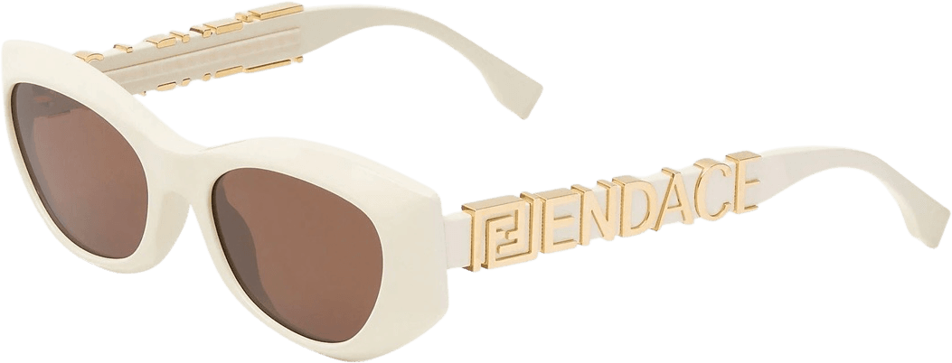 Fendi V1 Fendace Acetate Sunglasses White Beige Gold