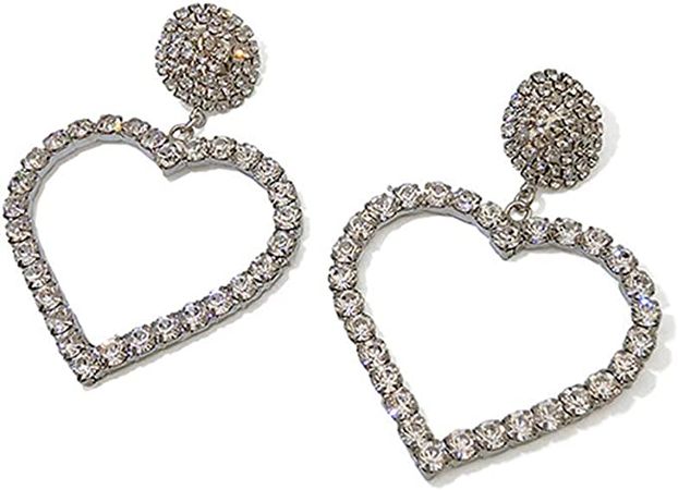 Amazon.com: YERTTER Rhinestone Heart Dangle Earring Cuban Rhinestone Crystal Tassel Ear Jewelry for Party Prom Dating Women Girls : Clothing, Shoes & Jewelry