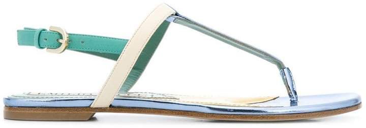 colour-block T-bar sandals