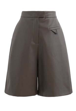 Faux Leather Bermuda Shorts in Brown - Retro, Indie and Unique Fashion