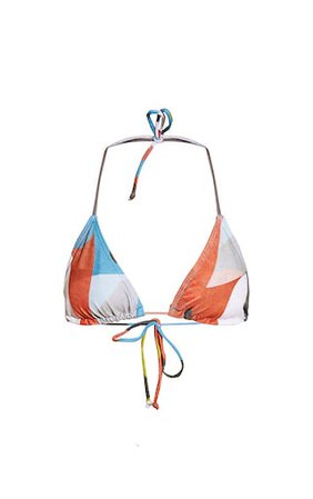 Multi Abstract Printed Triangle Bikini Top | PrettyLittleThing USA