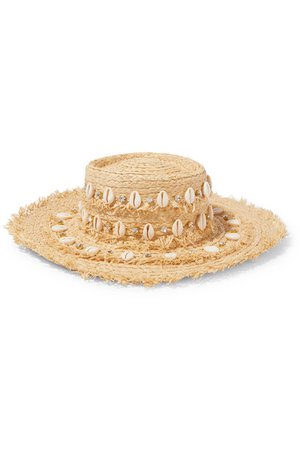 Aquazzura | + Le Ninè Riviera embellished frayed raffia hat | NET-A-PORTER.COM