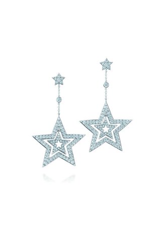 Blue Rhinestone Star Earrings Jewelry