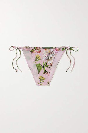 Floral-print Bikini Briefs - Pink