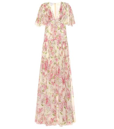 Tiered floral silk maxi dress