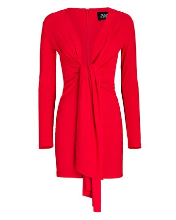 Solace London Renzo Tie-Front Crepe Mini Dress in Red | INTERMIX®