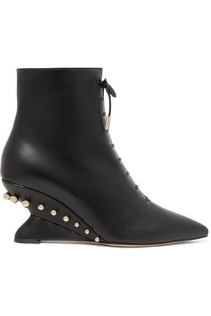 Salvatore Ferragamo | Blevio studded leather wedge ankle boots | NET-A-PORTER.COM