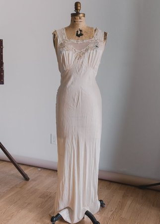 vintage silk 1930's slip dress nightgown